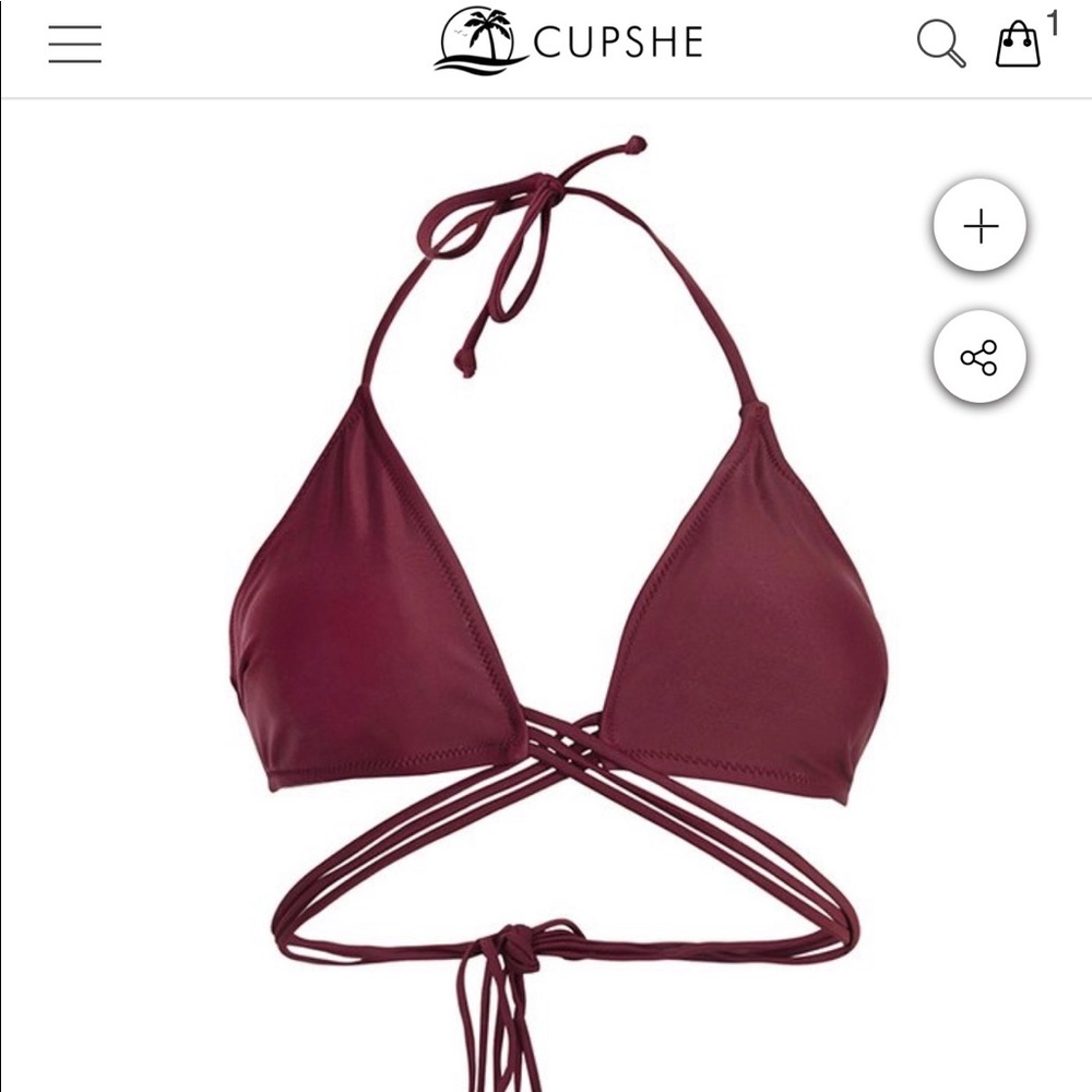 Cupshe burgundy bathing suit top!
